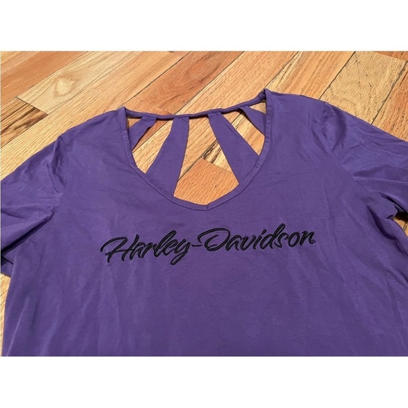 Harley Davidson Purple Cut Out T-Shirt El Paso Texas Women’s Size Large Y2K - Picture 2 of 12